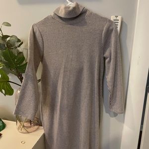 Urban outfitters grey striped straight turtleneck dress